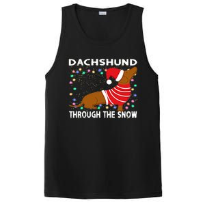 Cute Merry Christmas Dachshund Dog Through The Snow Funny Gift PosiCharge Competitor Tank