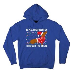 Cute Merry Christmas Dachshund Dog Through The Snow Funny Gift Hoodie