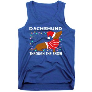 Cute Merry Christmas Dachshund Dog Through The Snow Funny Gift Tank Top