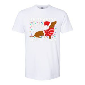 Cute Merry Christmas Dachshund Dog Through The Snow Funny Gift Softstyle CVC T-Shirt