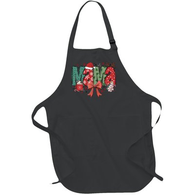 Christmas Mama Coquette Bow Mama Claus Christmas Tree Cake Full-Length Apron With Pockets