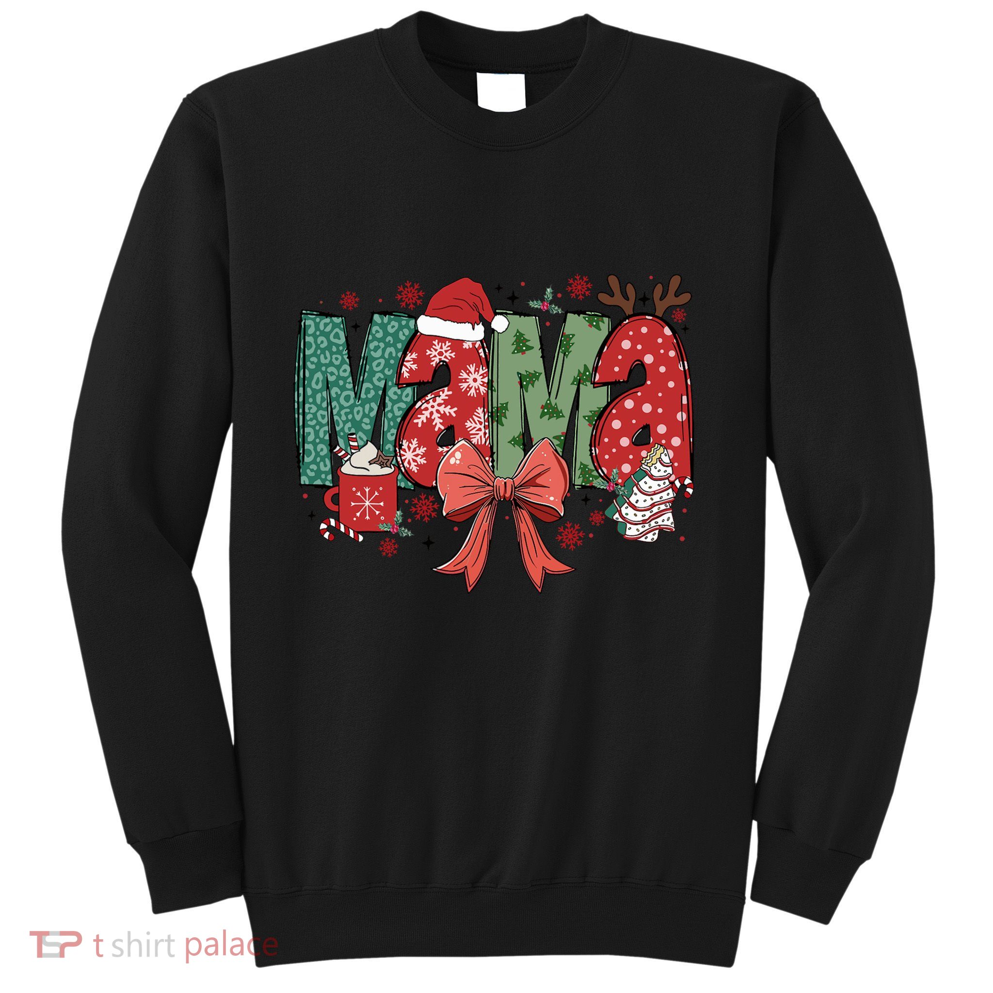 Christmas Mama Coquette Bow Mama Claus Christmas Tree Cake Sweatshirt