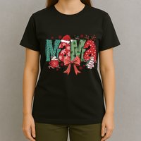 Christmas Mama Coquette Bow Mama Claus Christmas Tree Cake T-Shirt