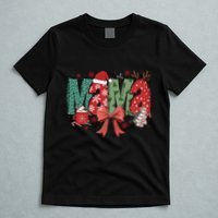 Christmas Mama Coquette Bow Mama Claus Christmas Tree Cake T-Shirt