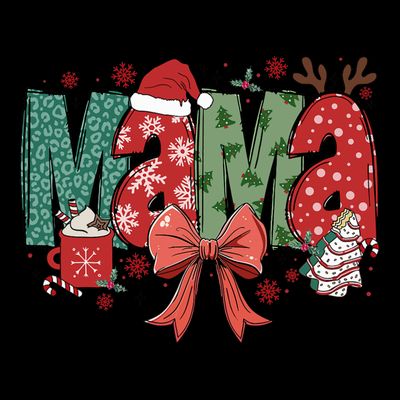 Christmas Mama Coquette Bow Mama Claus Christmas Tree Cake T-Shirt