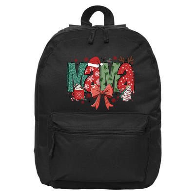 Christmas Mama Coquette Bow Mama Claus Christmas Tree Cake 16 in Basic Backpack