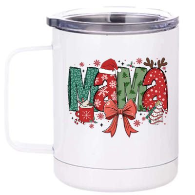 Christmas Mama Coquette Bow Mama Claus Christmas Tree Cake 12 oz Stainless Steel Tumbler Cup