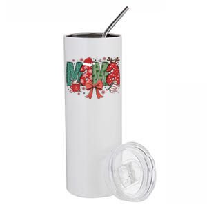 Christmas Mama Coquette Bow Mama Claus Christmas Tree Cake Stainless Steel Tumbler