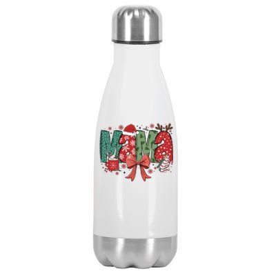 Christmas Mama Coquette Bow Mama Claus Christmas Tree Cake Stainless Steel Insulated Water Bottle