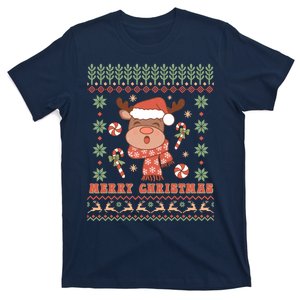 Cute Merry Christmas Reindeer With Hat T-Shirt