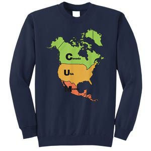 Cum Map Canada Usa And Mexico Funny Adult Humor Tall Sweatshirt