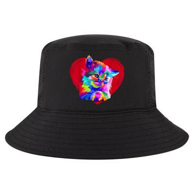 Cute Multicolor Cat Heart Valentines Day For Kitties Lovers Cool Comfort Performance Bucket Hat