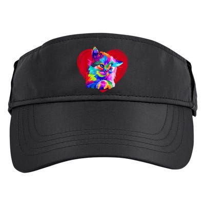 Cute Multicolor Cat Heart Valentines Day For Kitties Lovers Adult Drive Performance Visor