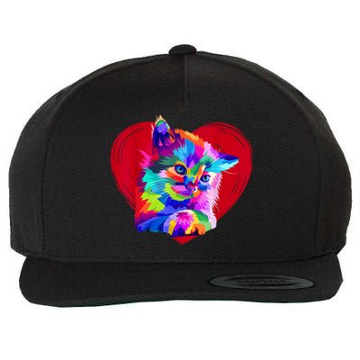 Cute Multicolor Cat Heart Valentines Day For Kitties Lovers Wool Snapback Cap