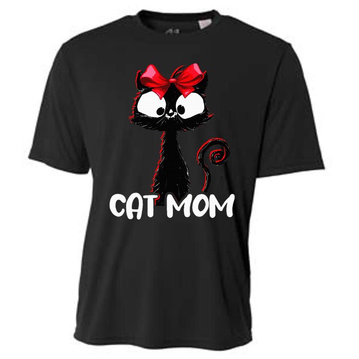 Cat Mom  Cute black cat with red ribbon  Bandana Black Cat Cooling Performance Crew T-Shirt