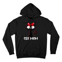 Cat Mom  Cute black cat with red ribbon  Bandana Black Cat Hoodie