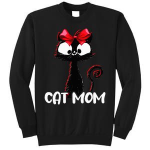 Cat Mom  Cute black cat with red ribbon  Bandana Black Cat Sweatshirt