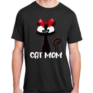 Cat Mom  Cute black cat with red ribbon  Bandana Black Cat Adult ChromaSoft Performance T-Shirt