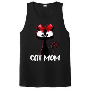 Cat Mom  Cute black cat with red ribbon  Bandana Black Cat PosiCharge Competitor Tank