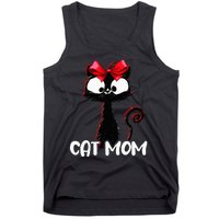 Cat Mom  Cute black cat with red ribbon  Bandana Black Cat Tank Top