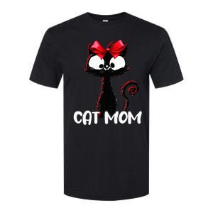 Cat Mom  Cute black cat with red ribbon  Bandana Black Cat Softstyle CVC T-Shirt