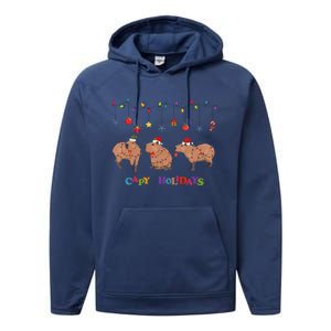 Capybara Merry Christmas Capy Holidays Capybara Christmas Performance Fleece Hoodie