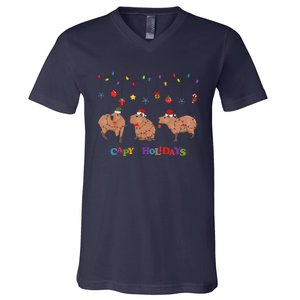 Capybara Merry Christmas Capy Holidays Capybara Christmas V-Neck T-Shirt