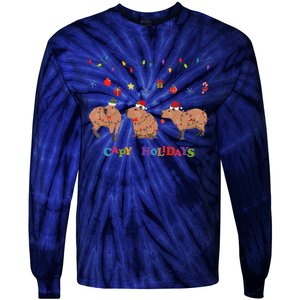 Capybara Merry Christmas Capy Holidays Capybara Christmas Tie-Dye Long Sleeve Shirt