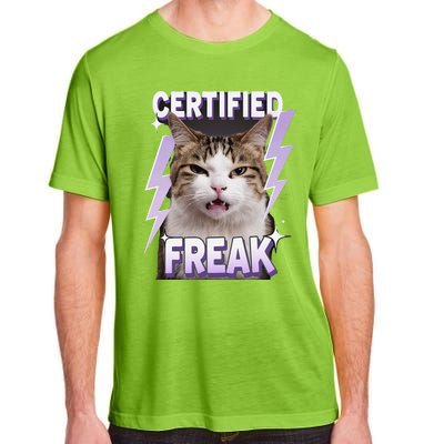 Cat Meme Certified Freak Eat Cement Cursed Cat Funny Adult ChromaSoft Performance T-Shirt