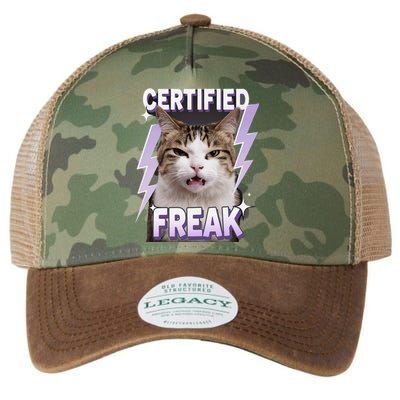 Cat Meme Certified Freak Eat Cement Cursed Cat Funny Legacy Tie Dye Trucker Hat