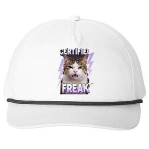 Cat Meme Certified Freak Eat Cement Cursed Cat Funny Snapback Five-Panel Rope Hat