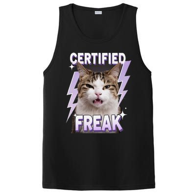 Cat Meme Certified Freak Eat Cement Cursed Cat Funny PosiCharge Competitor Tank