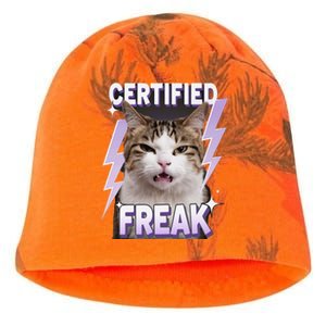 Cat Meme Certified Freak Eat Cement Cursed Cat Funny Kati - Camo Knit Beanie