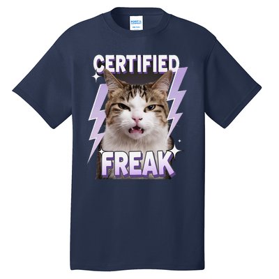 Cat Meme Certified Freak Eat Cement Cursed Cat Funny Tall T-Shirt