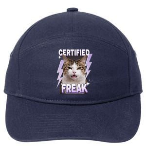 Cat Meme Certified Freak Eat Cement Cursed Cat Funny 7-Panel Snapback Hat