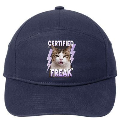 Cat Meme Certified Freak Eat Cement Cursed Cat Funny 7-Panel Snapback Hat