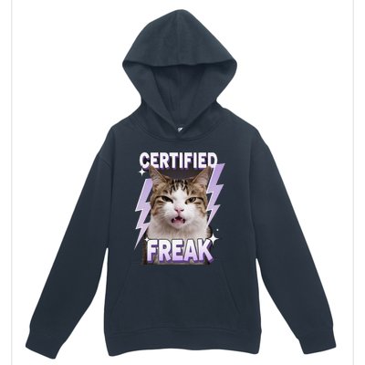 Cat Meme Certified Freak Eat Cement Cursed Cat Funny Urban Pullover Hoodie