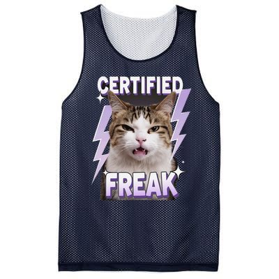 Cat Meme Certified Freak Eat Cement Cursed Cat Funny Mesh Reversible Basketball Jersey Tank