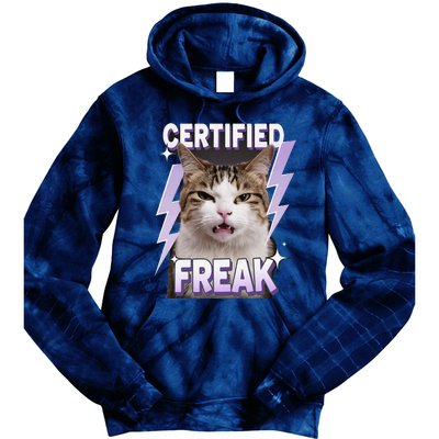 Cat Meme Certified Freak Eat Cement Cursed Cat Funny Tie Dye Hoodie