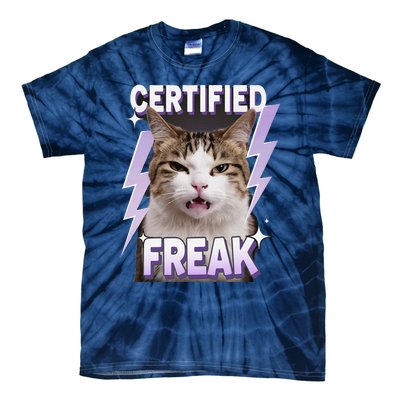 Cat Meme Certified Freak Eat Cement Cursed Cat Funny Tie-Dye T-Shirt