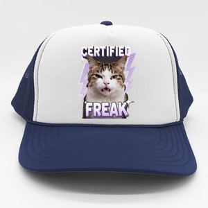 Cat Meme Certified Freak Eat Cement Cursed Cat Funny Trucker Hat