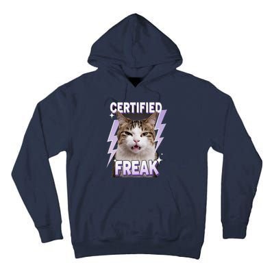 Cat Meme Certified Freak Eat Cement Cursed Cat Funny Tall Hoodie