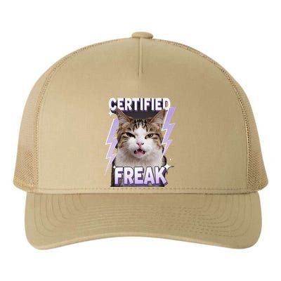 Cat Meme Certified Freak Eat Cement Cursed Cat Funny Yupoong Adult 5-Panel Trucker Hat