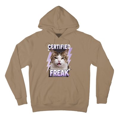 Cat Meme Certified Freak Eat Cement Cursed Cat Funny Hoodie