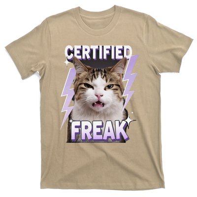 Cat Meme Certified Freak Eat Cement Cursed Cat Funny T-Shirt