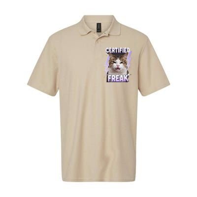 Cat Meme Certified Freak Eat Cement Cursed Cat Funny Softstyle Adult Sport Polo