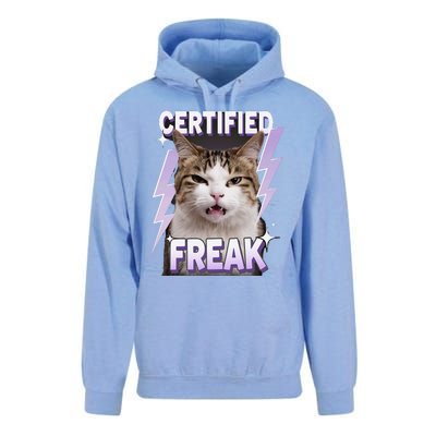 Cat Meme Certified Freak Eat Cement Cursed Cat Funny Unisex Surf Hoodie