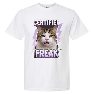 Cat Meme Certified Freak Eat Cement Cursed Cat Funny Garment-Dyed Heavyweight T-Shirt