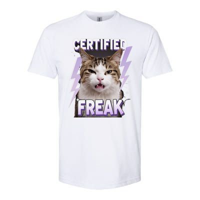 Cat Meme Certified Freak Eat Cement Cursed Cat Funny Softstyle CVC T-Shirt