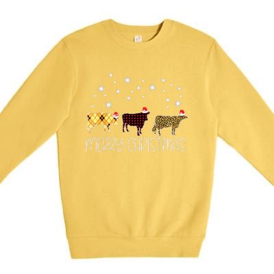 Cow Merry Christmas Cute Plaid Leopard Xmas Pajama Farmer Premium Crewneck Sweatshirt